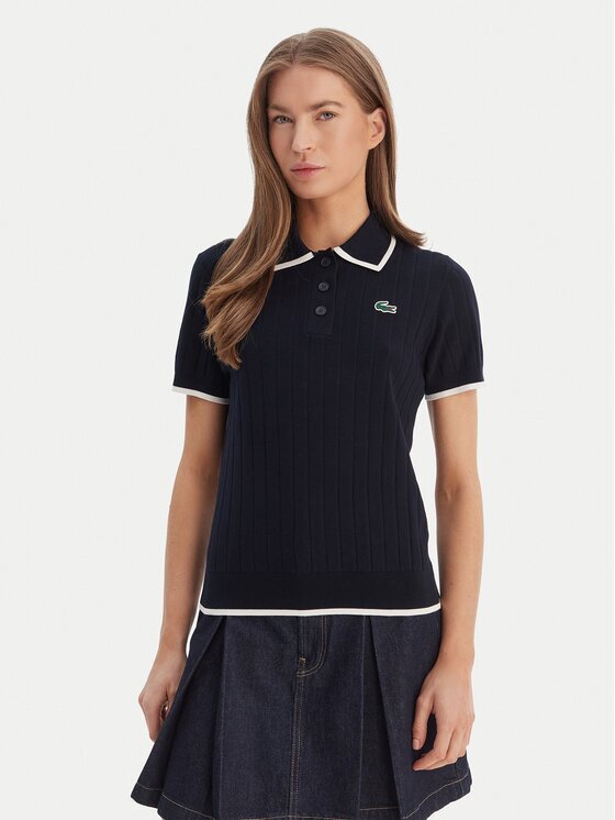 Lacoste Тениска с яка и копчета AF9430 Regular Fit