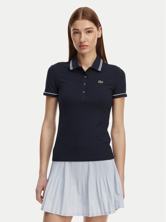 Lacoste Тениска с яка и копчета DF5284 Slim Fit