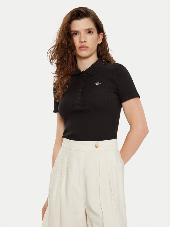 Lacoste Тениска с яка и копчета DF5377 Slim Fit