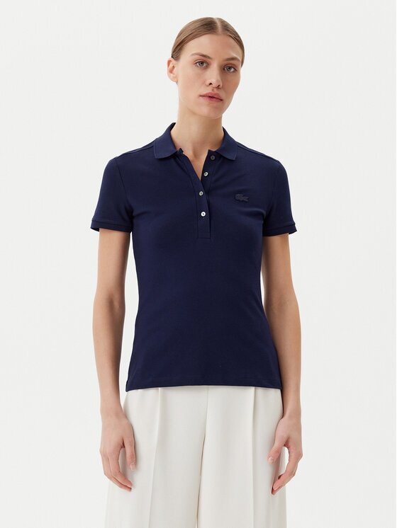 Lacoste Тениска с яка и копчета PF5462 Slim Fit
