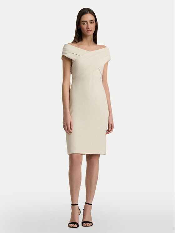 Lauren Ralph Lauren Коктейлна рокля 253936390002 Екрю Slim Fit