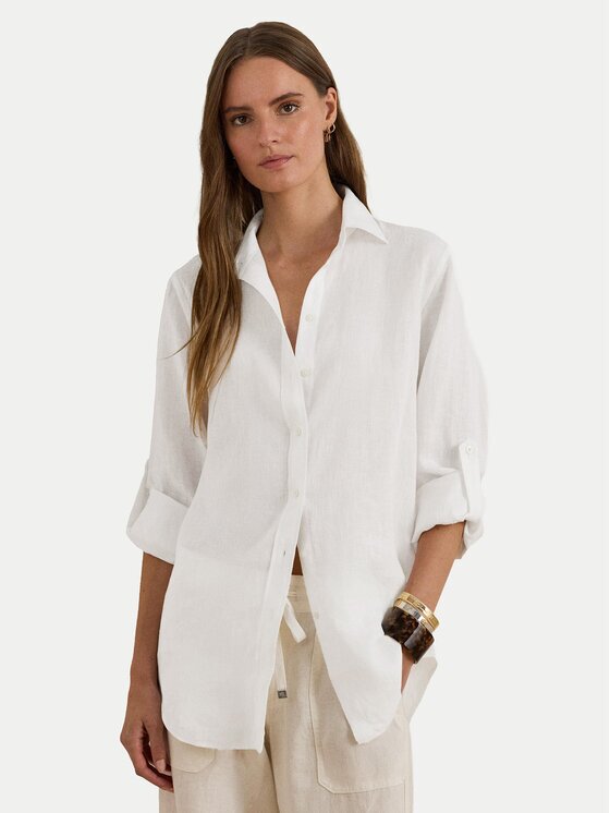 Lauren Ralph Lauren Риза 200782777001 Бял Relaxed Fit