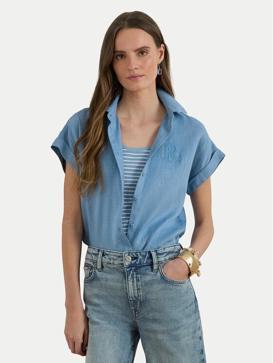 Lauren Ralph Lauren Риза 200874259011 Светлосиньо Relaxed Fit