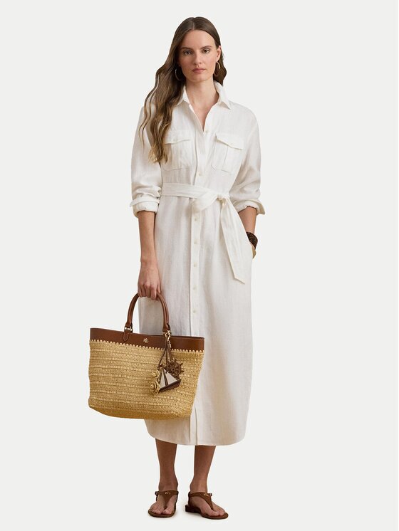 Lauren Ralph Lauren Рокля тип риза 200P13685001 Екрю Regular Fit