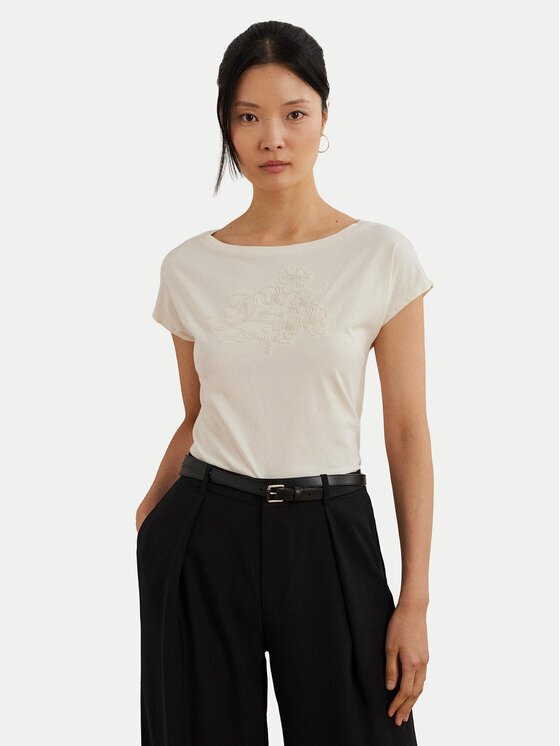 Lauren Ralph Lauren Тишърт 200963933001 Екрю Relaxed Fit