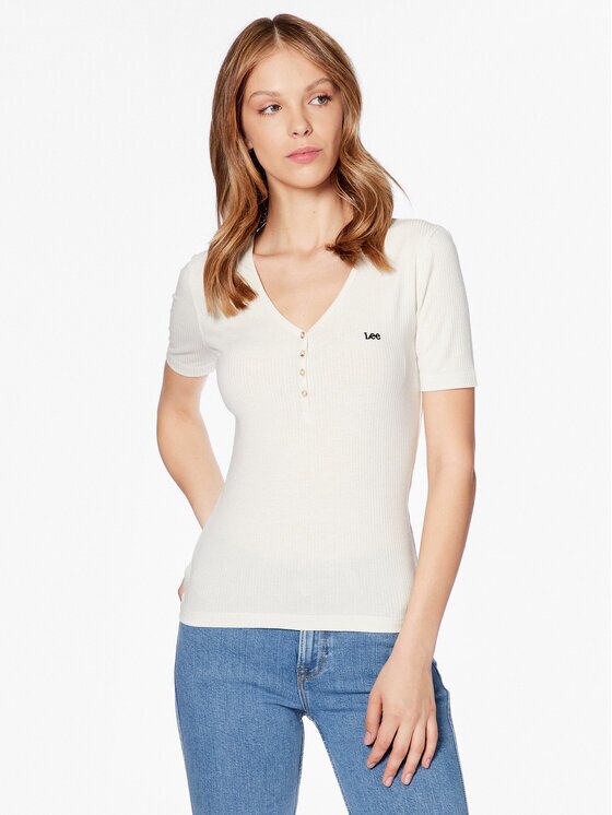 Lee Тишърт L44KIPNQ 112333722 Екрю Regular Fit