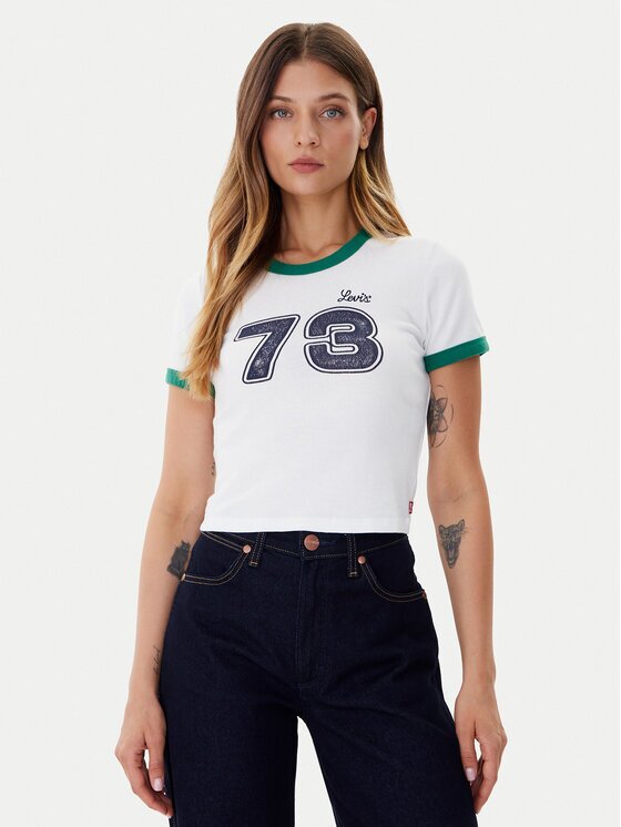 Levi's Тишърт Graphic Ringer A3523-0142 Бял Slim Fit
