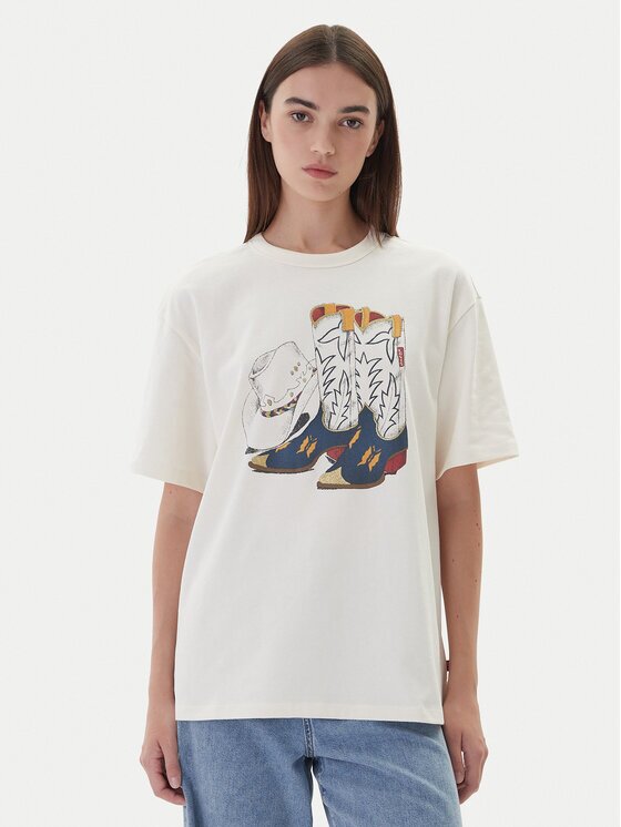 Levi's Тишърт Graphic Tabor 001MX-0007 Екрю Regular Fit