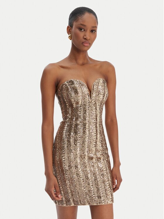 Marciano Guess Коктейлна рокля 6RGK00 6357A Златист Slim Fit