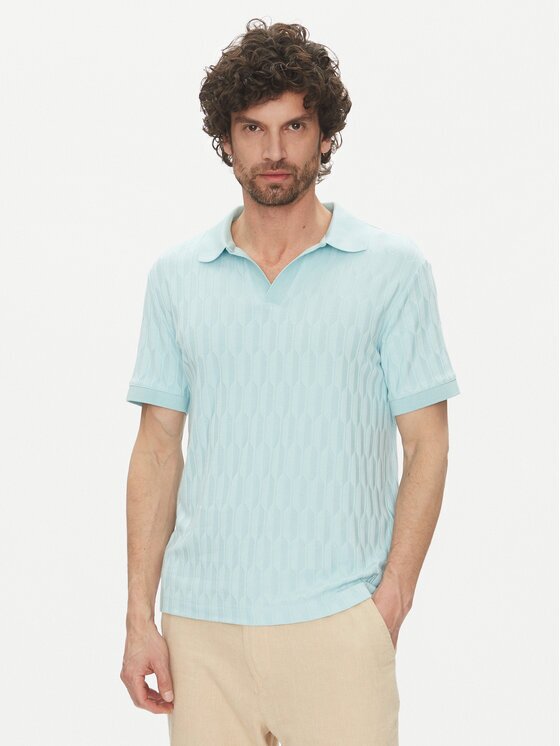 Marciano Guess Тениска с яка и копчета 5GHP03 6326A Светлосиньо Regular Fit