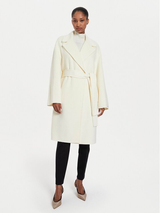 Marella Вълнено палто Marna 2423016011 Екрю Regular Fit