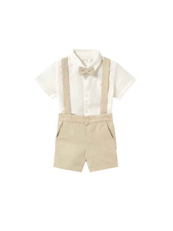 Mayoral Комплект от риза и текстилни шорти 1226 Бежов Regular Fit