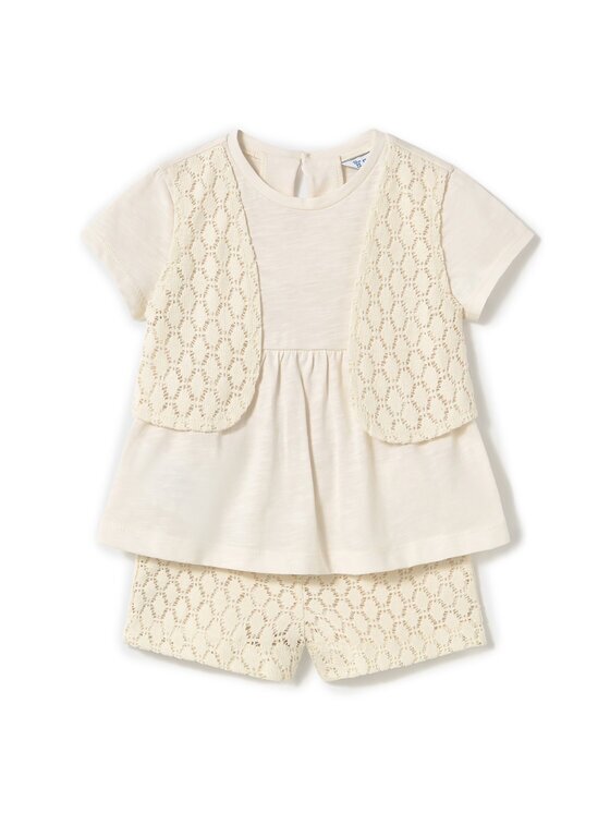 Mayoral Комплект тишърт и панталонки 1239 Бежов Regular Fit