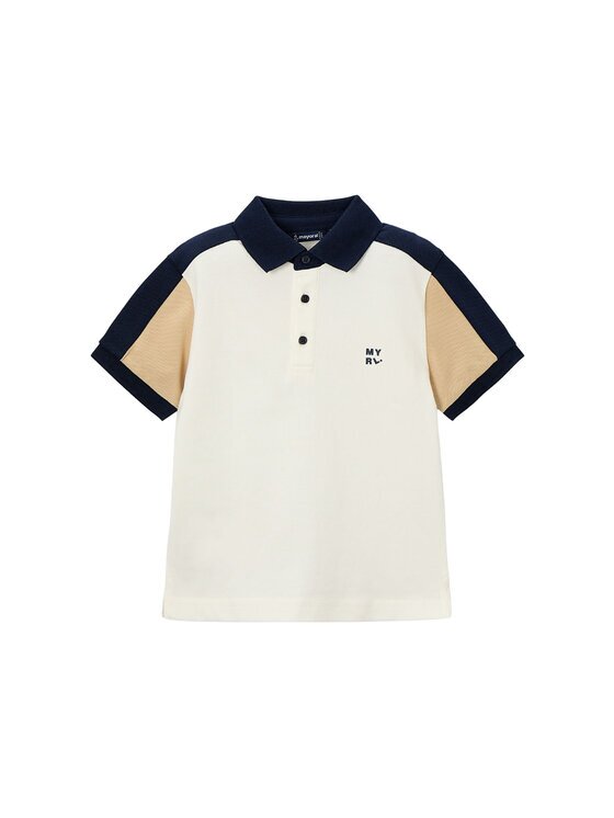 Mayoral Тениска с яка и копчета 3109 Бял Regular Fit