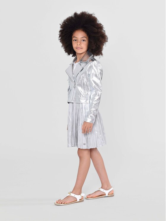 MICHAEL KORS KIDS Яке от имитация на кожа R16123 S Сребрист Regular Fit