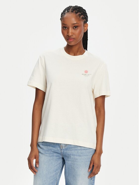 Mustang Тишърт Floris 1016141 Екрю Relaxed Fit