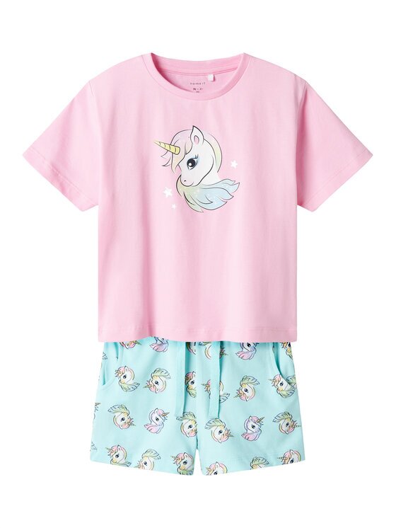 NAME IT Комплект тишърт и панталонки Zosanna 13239682 Светлосиньо Regular Fit
