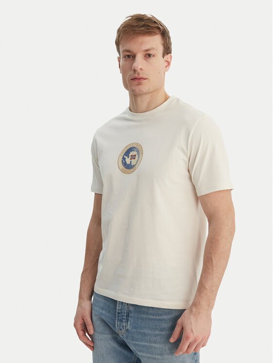 Napapijri Тишърт S-Phos NP0A4G5A Екрю Relaxed Fit