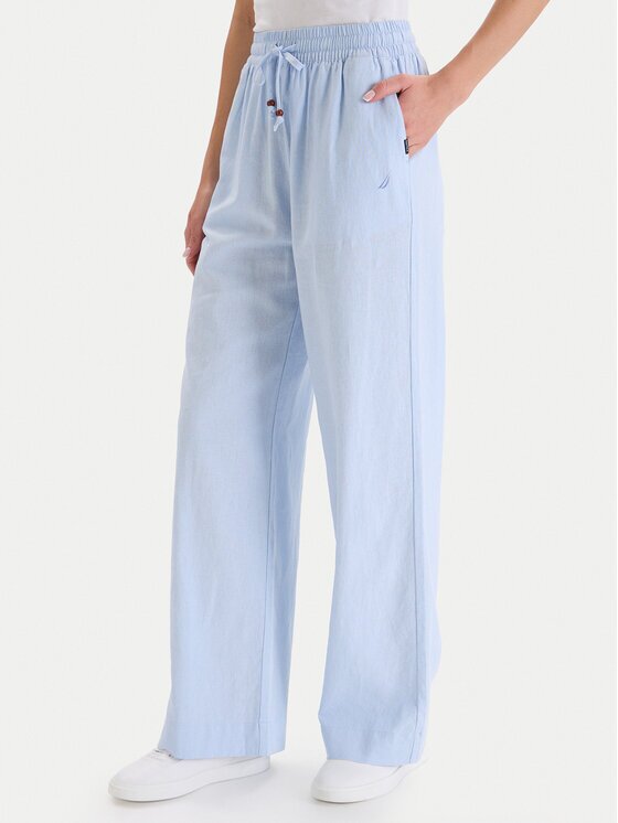 Nautica Текстилни панталони W126-NALTR-1020-01X Wide Leg