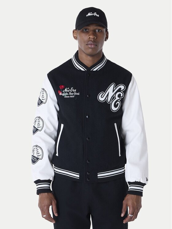 New Era Яке бомбър Essential Black Varsity 60596264 Regular Fit