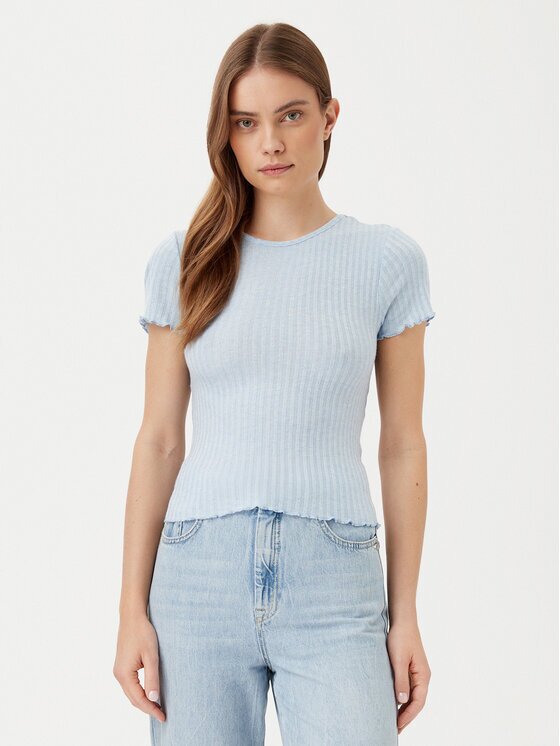 Noisy May Тишърт Berry 27015446 Светлосиньо Slim Fit