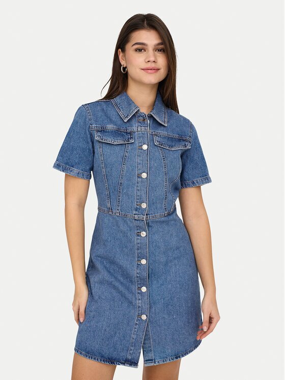 Only Дънкова рокля Malia 15355044 Син Regular Fit