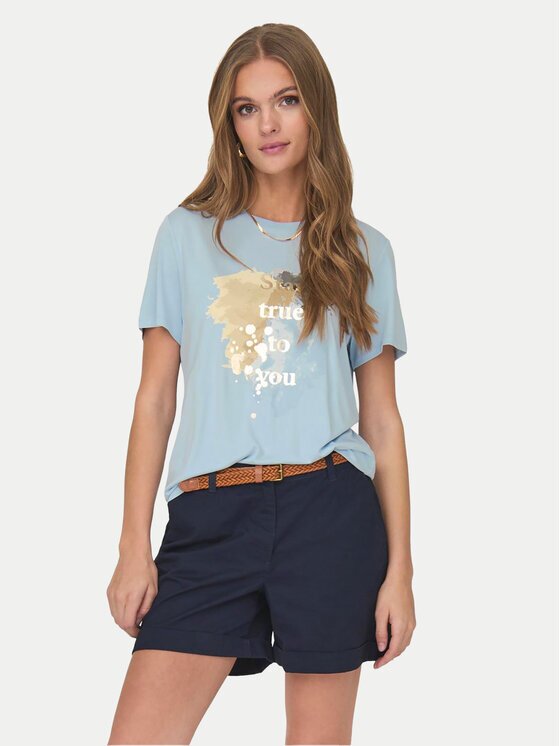 Only Тишърт 15303212 Светлосиньо Regular Fit
