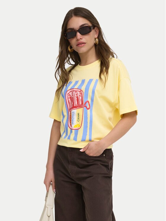 Only Тишърт Vivvi 15346761 Светложълт Regular Fit