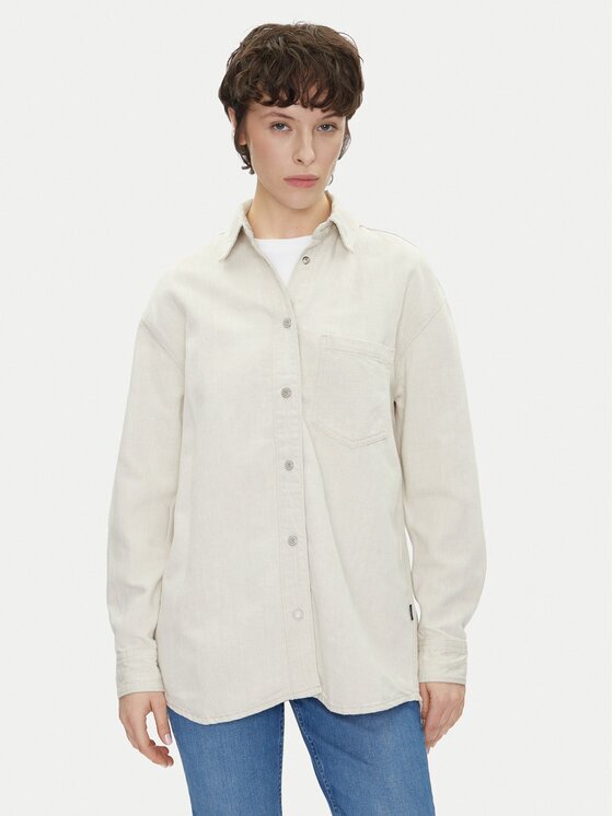 Pepe Jeans дънкова риза PL304963 Екрю Oversize