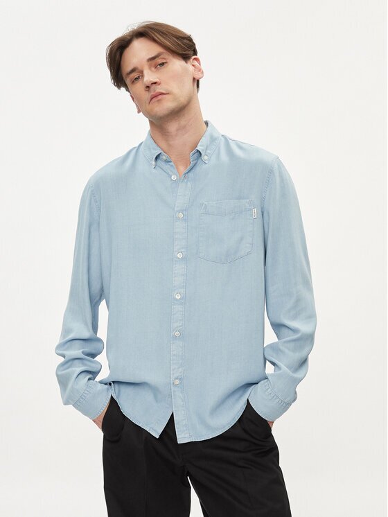 Pepe Jeans Риза Petri PM308513 Светлосиньо Regular Fit