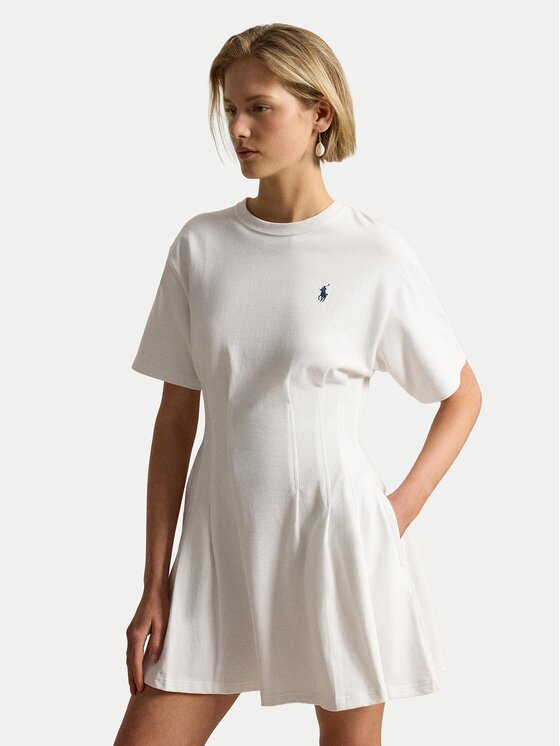 Polo Ralph Lauren Ежедневна рокля 211A96342002 Бял Slim Fit