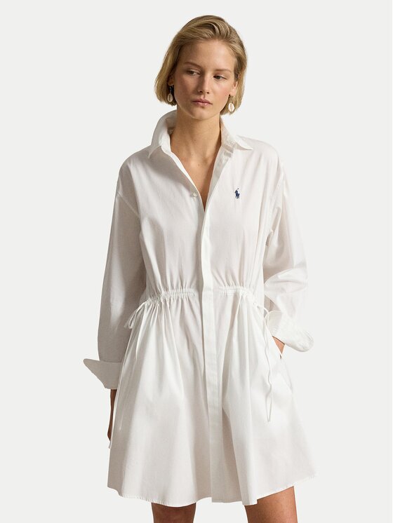 Polo Ralph Lauren Рокля тип риза 211B19986003 Бял Relaxed Fit