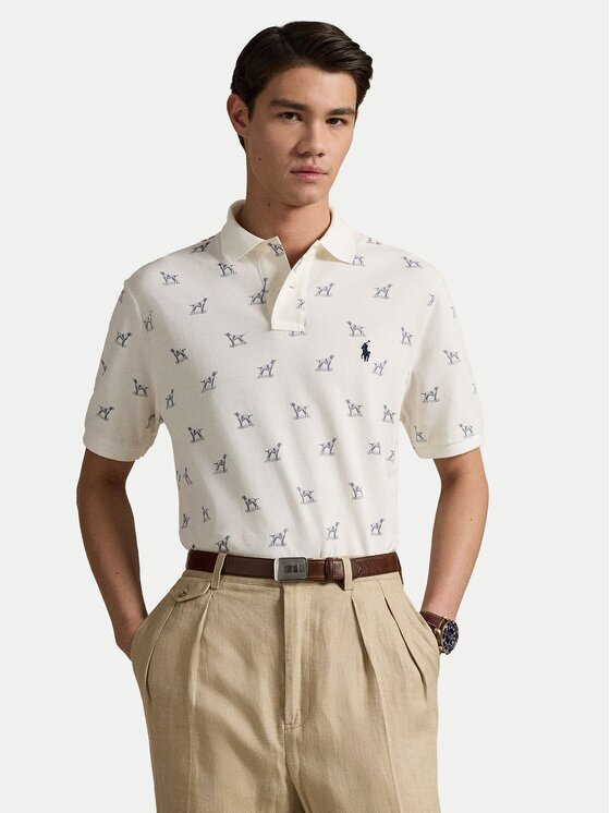 Polo Ralph Lauren Тениска с яка и копчета 710974597001 Екрю Custom Slim Fit