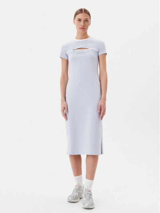 Puma Ежедневна рокля Ess Cut-Out 629769 Светлосиньо Slim Fit