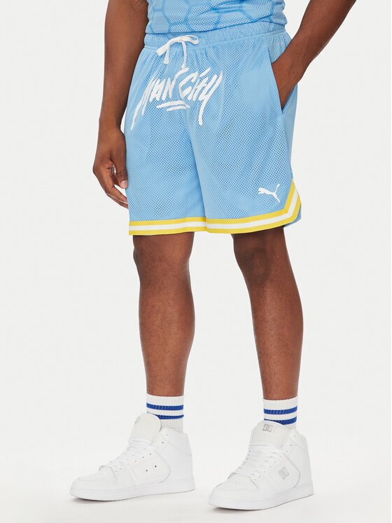 Puma Спортни шорти Hoops Manchester City 631694 Светлосиньо Regular Fit