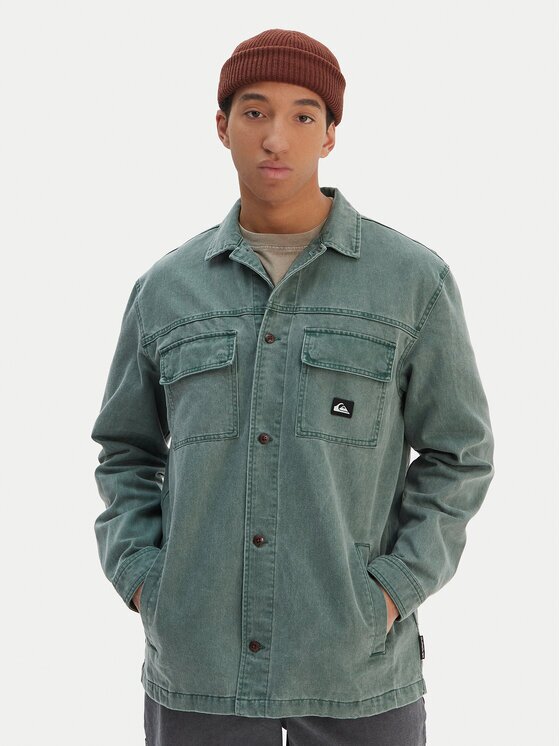 QUIKSILVER дънкова риза Mohab Washed Twill EQYWT04654 Зелен Oversize