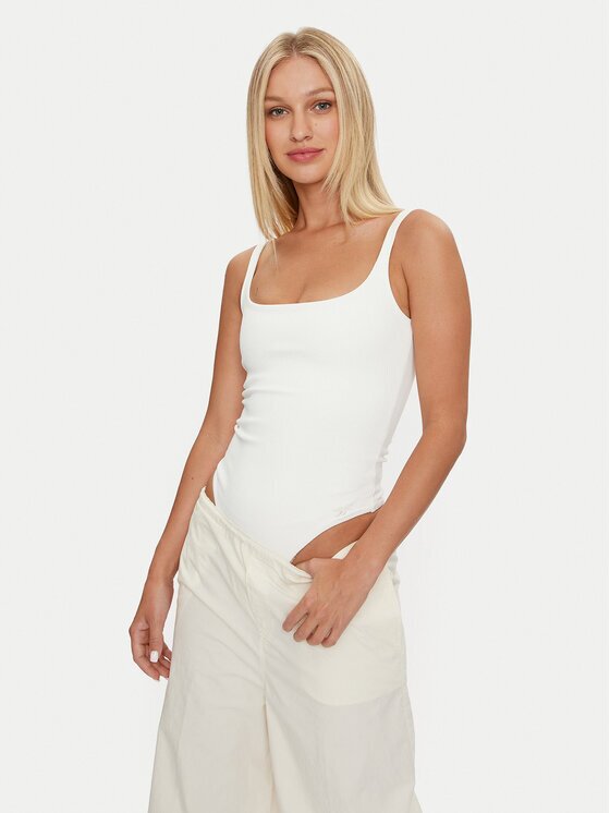 Reebok Боди Bodysuit 100200750 Бял Slim Fit