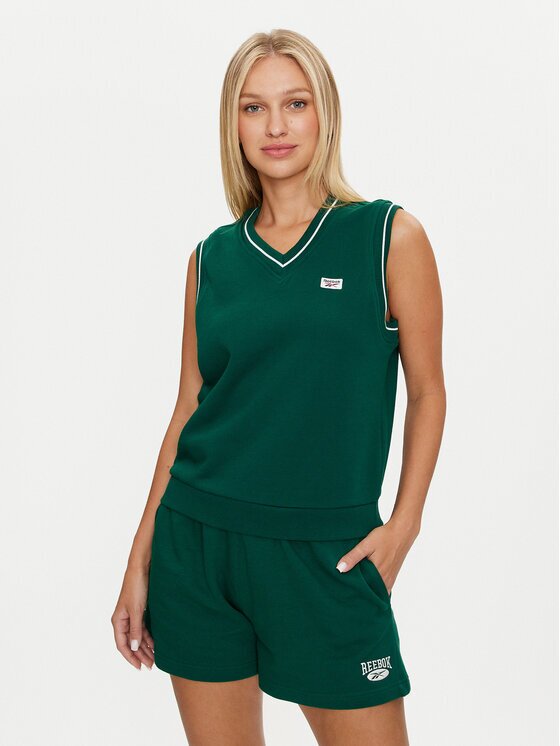 Reebok Пуловер Cl Cs Vest 100075522 Зелен Regular Fit