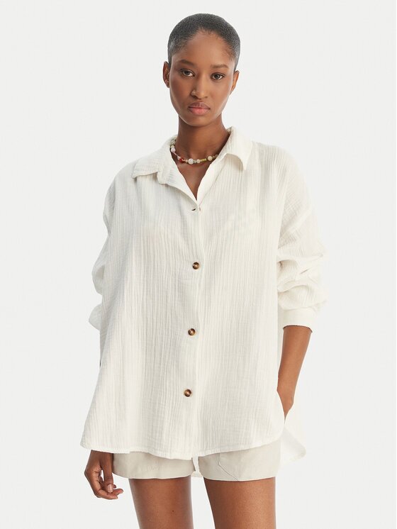 ROXY Риза Morning Time ERJWT03674 Екрю Relaxed Fit