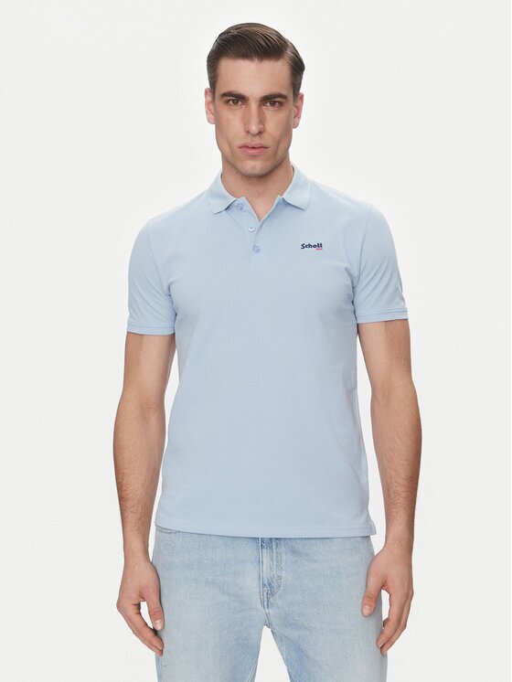 Schott NYC Тениска с яка и копчета PSCASUAL Regular Fit