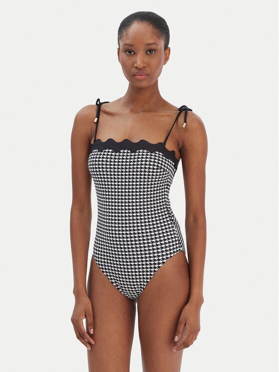 Seafolly Бански костюм Gia Check Ric Rac 11097-282 Черен