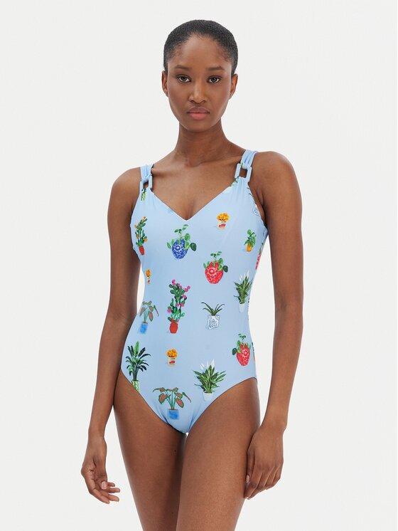 Seafolly Бански костюм Playa Bonita 11098DD287 Светлосиньо