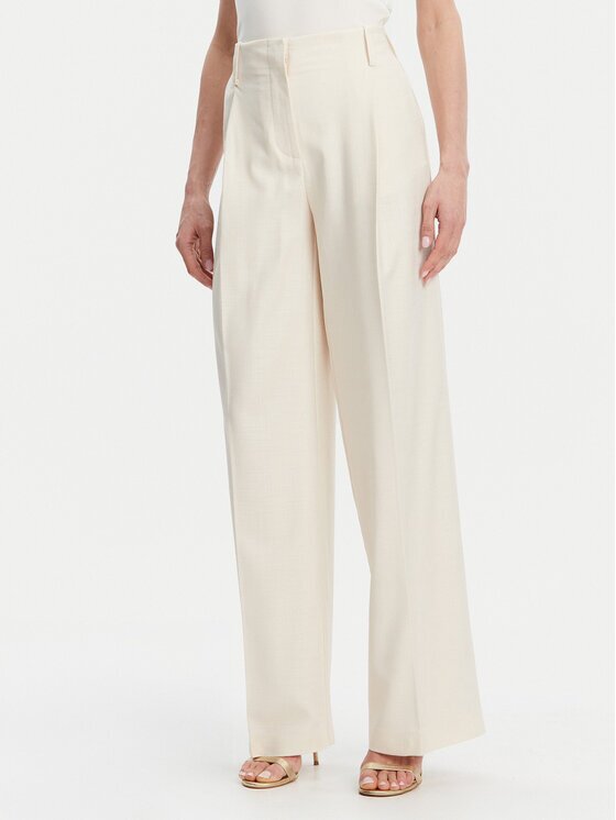 Simona Corsellini Текстилни панталони P25CPPA01901 Екрю Relaxed Fit