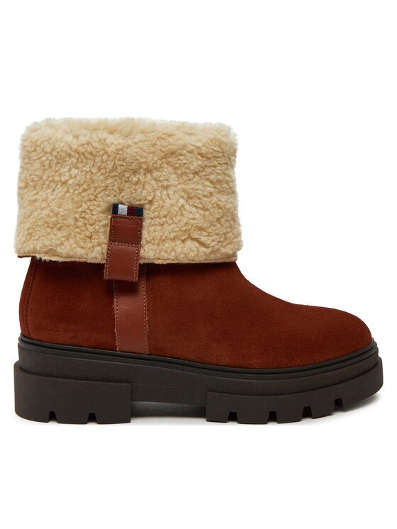 Tommy Hilfiger Боти Faux Fur Suede Roll-Down Boot FW0FW08158