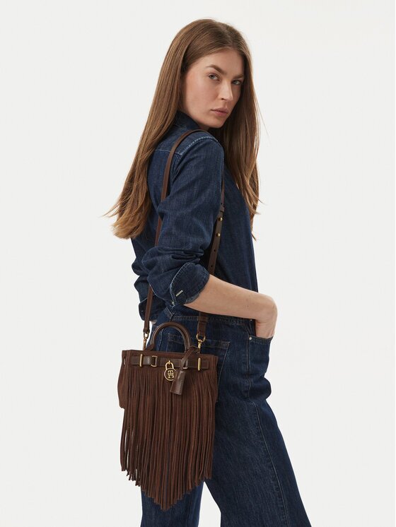 Tommy Hilfiger Дамска чанта American Icon Micro Tote Fringes AW0AW19217