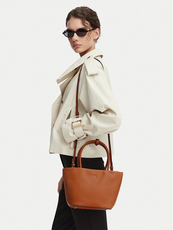 Tommy Hilfiger Дамска чанта Th Marina Bucket Leather AW0AW18739