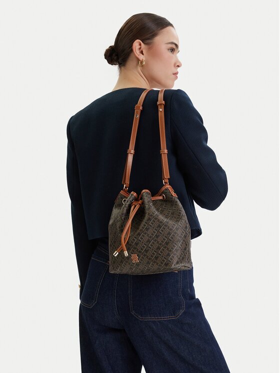 Tommy Hilfiger Дамска чанта Th Monoplay Bucket Le AW0AW18847