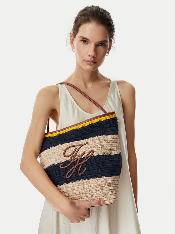 Tommy Hilfiger Дамска чанта Th Nautical Bucket Crochet Str AW0AW18814