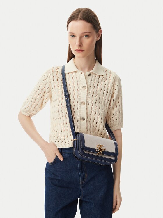 Tommy Hilfiger Дамска чанта Th Script Flap Crossover Canvas AW0AW18737