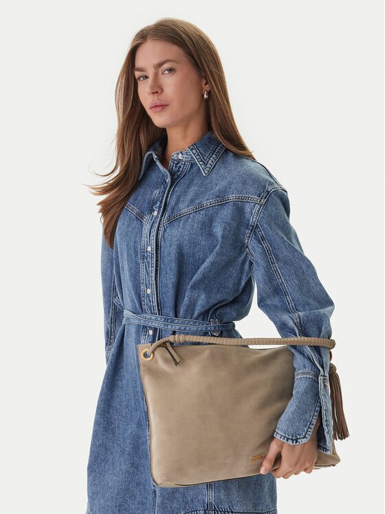 Tommy Hilfiger Дамска чанта Th Statement Leather Bag Suede AW0AW18402